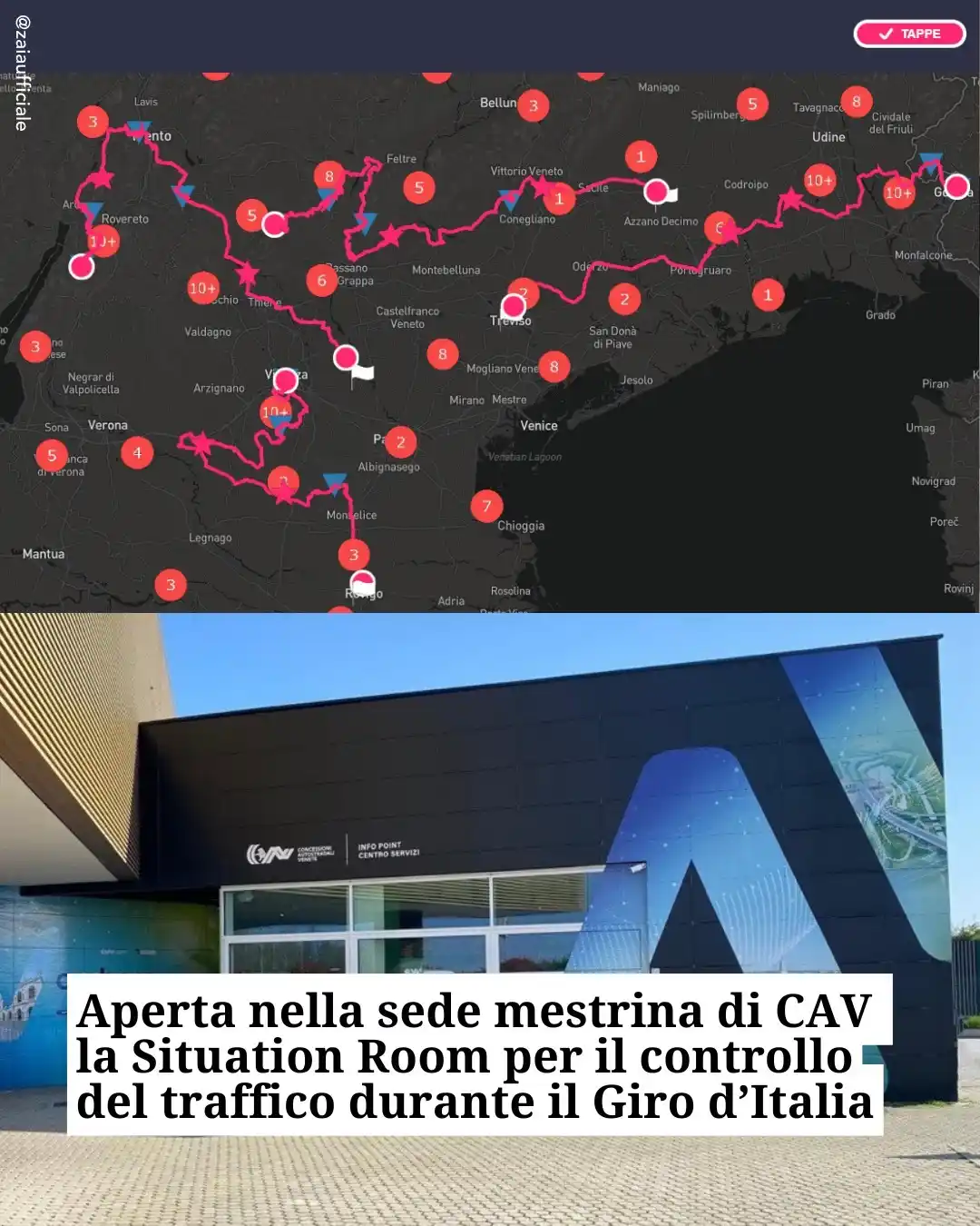 Image from Regione del Veneto 🦁: 🛣️🚴🏼♀️ Da oggi, in concomitanza con l'arrivo del Giro d'Italia in ...