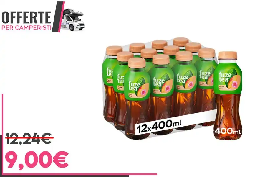 Image from OFFERTE per CAMPERISTI: *Fuze Tea, Bevanda Rinfrescante Analcolica di Té al Gusto Pesca e Rosa...