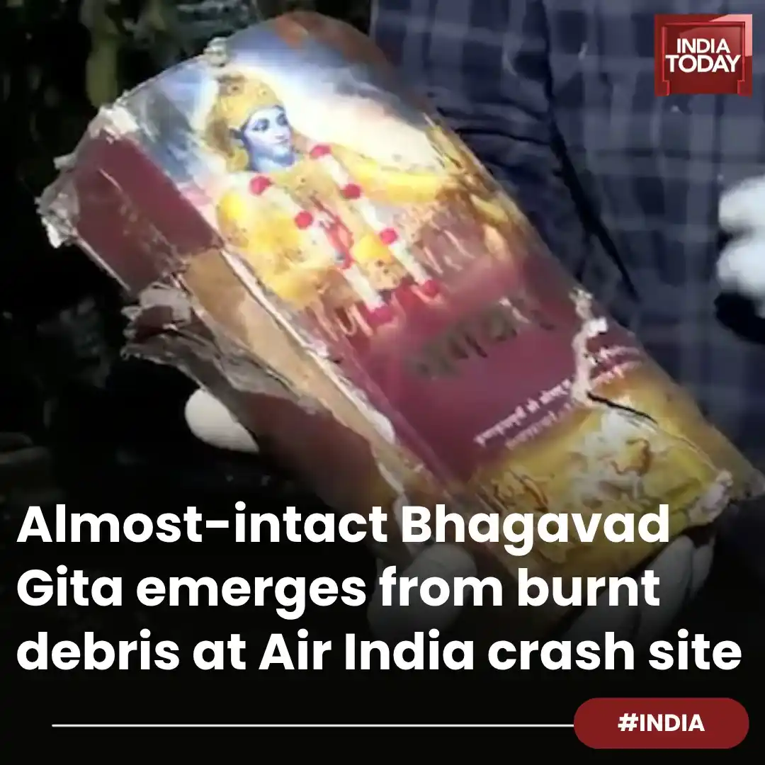 Image from India Today: *In Short:* ➡️ A nearly intact copy of Bhagavad Gita was found at Ai...