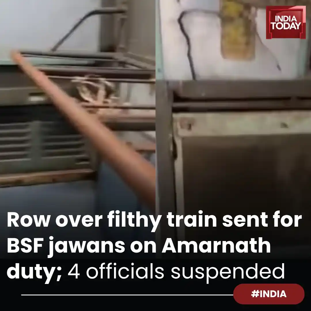 Image from India Today: *In Short:* ➡️ BSF was allotted train with damaged windows, doors and...