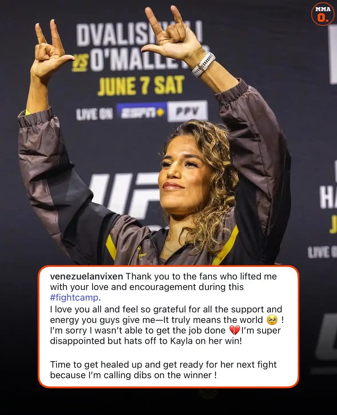 Image from MMA Orbit: Julianna Peña has called “dibs” on the winner of Kayla Harrison vs. Am...