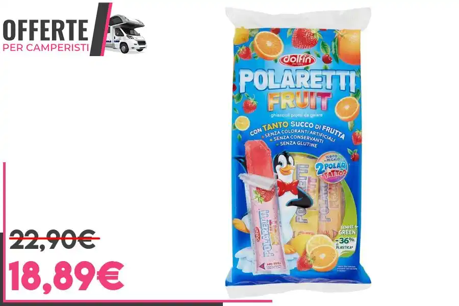 Image from OFFERTE per CAMPERISTI: *Lucgel Polaretti Ghiaccioli Sorpresa Fruit Green con Succo di Frutta ...