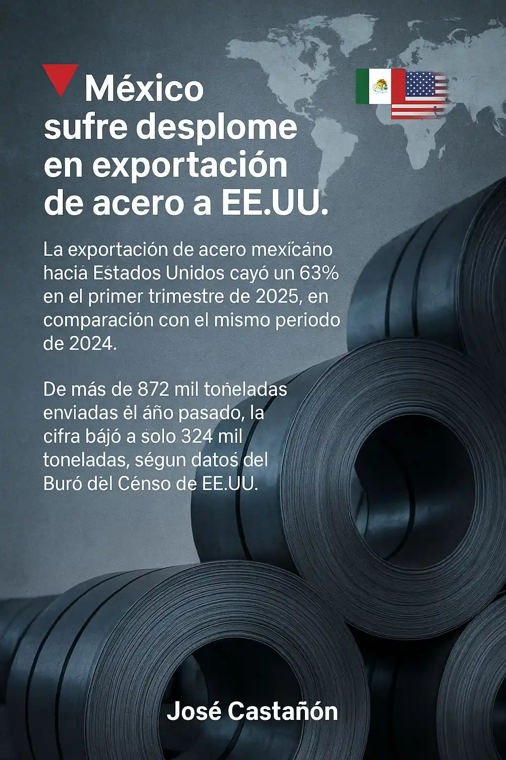 Image from José Castañón Aduanas: 🔻 México sufre desplome en exportación de acero a EE.UU. La exportac...