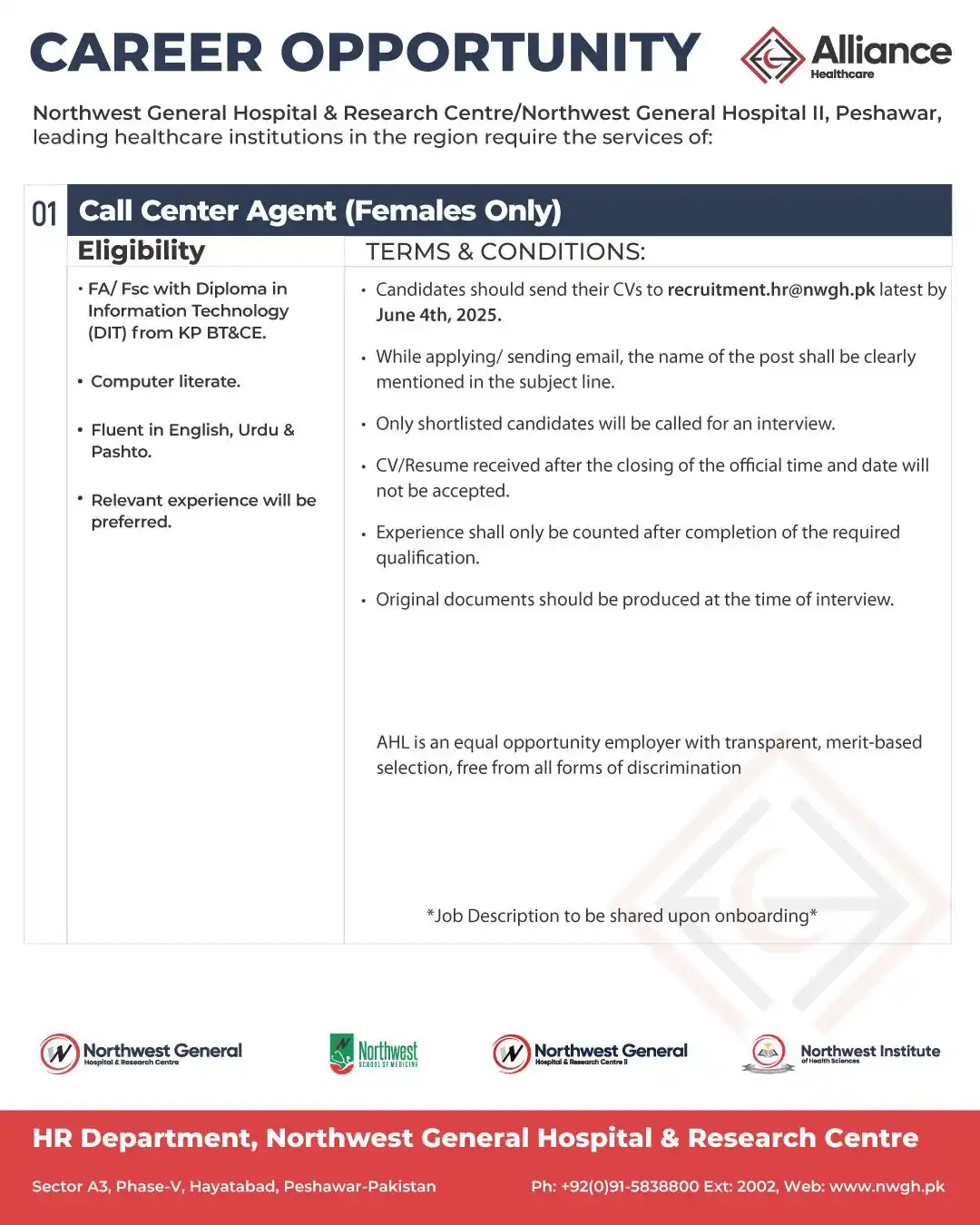 Image from Northwest General Hospital & Research Centre: Northwest is hiring Call Center Agent (Female Only) To apply and for ...