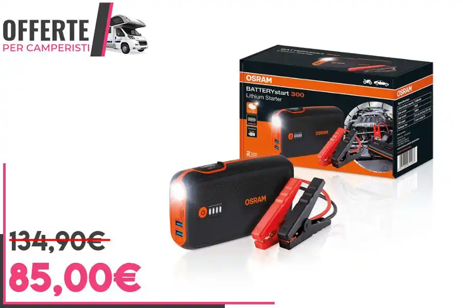 Image from OFFERTE per CAMPERISTI: *OSRAM BATTERYstart 300, avviatore al Litio da 13.000 mAh per Veicoli ...