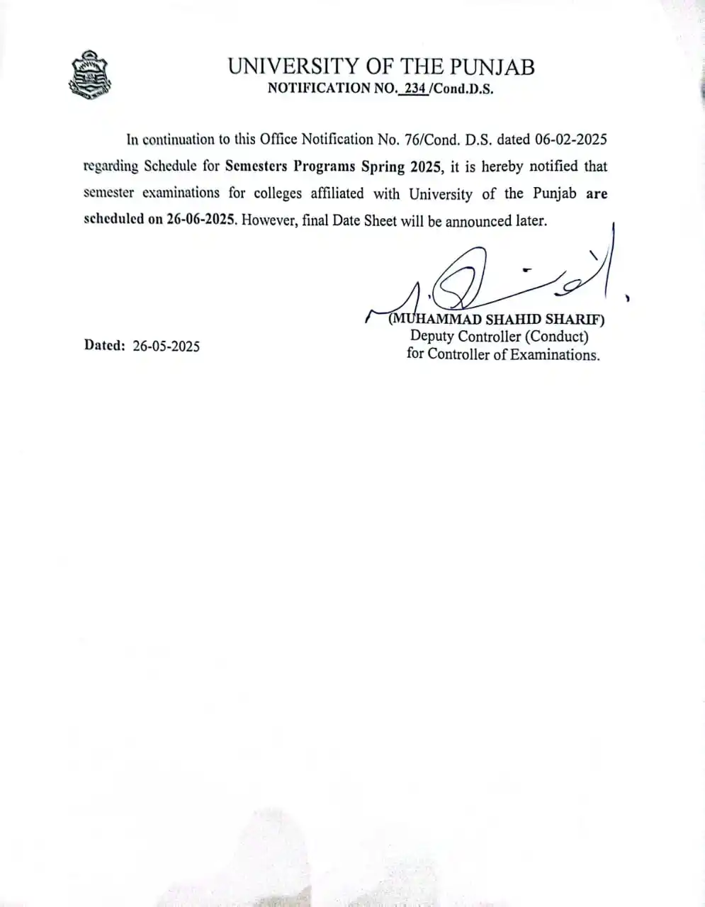 Image from PU AFFILIATED COLLEGES: 📢 *PU Exam Alert!* Semester Exams for *Spring 2025 are scheduled fro...