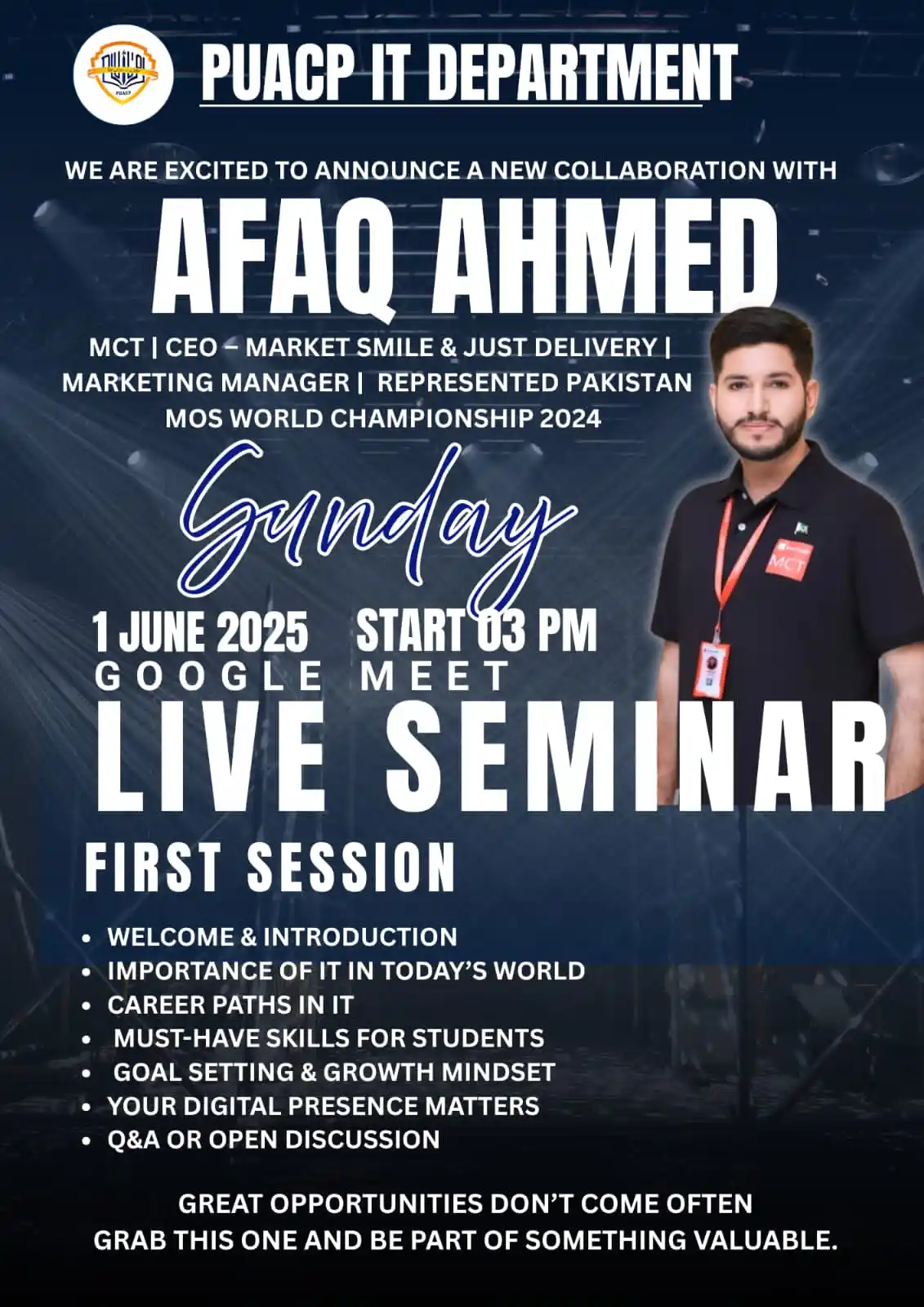 Image from PU AFFILIATED COLLEGES: *📢 PUACP IT Department – Special Seminar Announcement* _🎓 LIVE Sessi...
