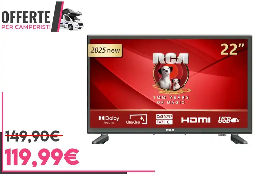 Image from OFFERTE per CAMPERISTI: *RCA E22-RH1CT21 TV a 12V per Camper da 22 Pollici LED risoluzione Ful...