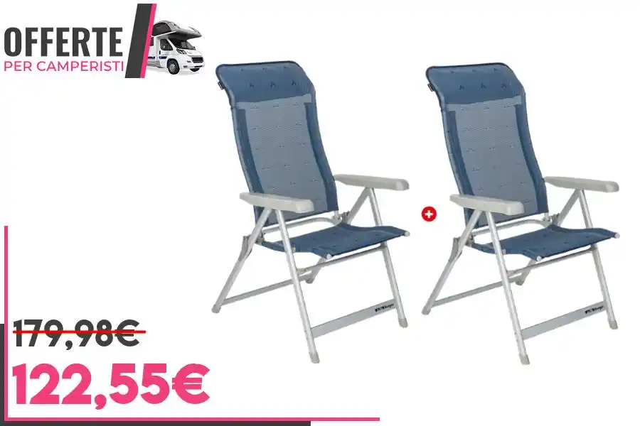 Image from OFFERTE per CAMPERISTI: *Set sedie pieghevoli Berger Luxus 2 pezzi* _Coppia di sedie sdraio t...