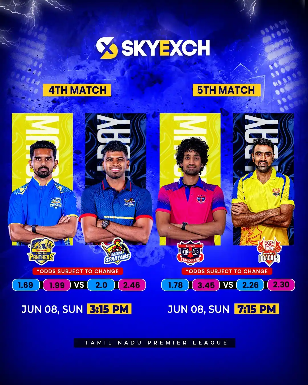 Image from Skyexch: Siechem Madurai Panthers face Salem Spartans at 3:15 PM, and IDream Ti...
