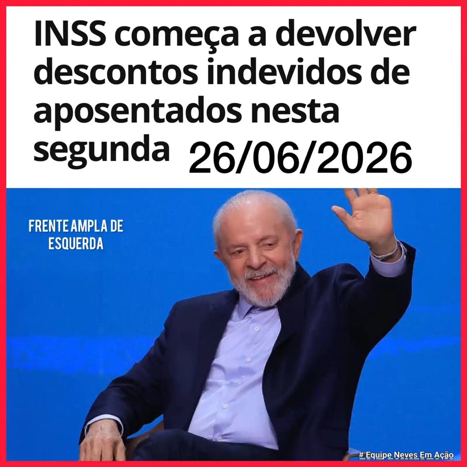 Image from 𝔼𝕢𝕦𝕚𝕡𝕖 ℕ𝕖𝕧𝕖𝕤: Sob a gestão do Presidente LULA, o INSS já começou a devolver o dinhei...