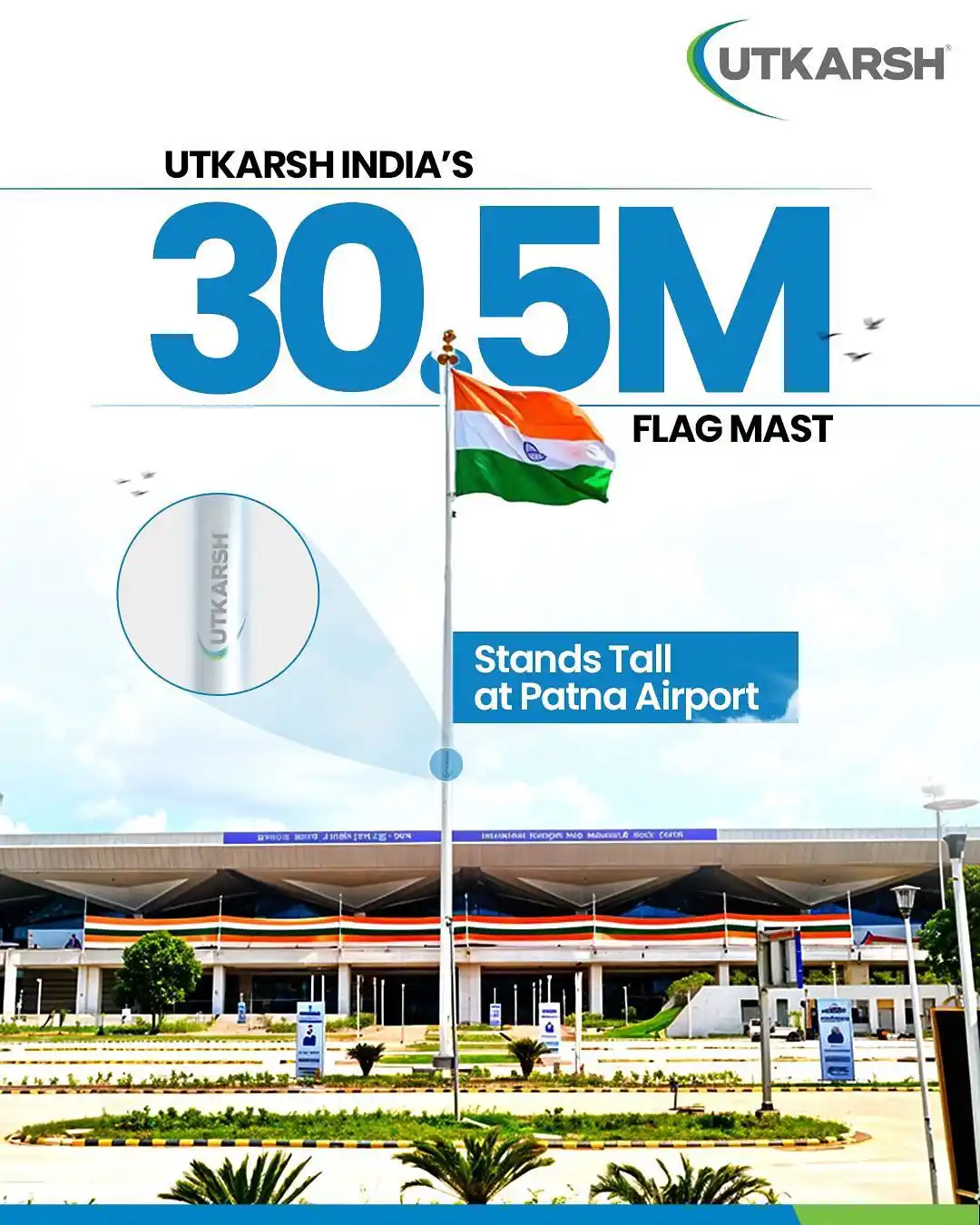 Image from Utkarsh India Limited: Standing Tall, Soaring High!  Utkarsh India’s 30.5M Flag Mast proudly ...