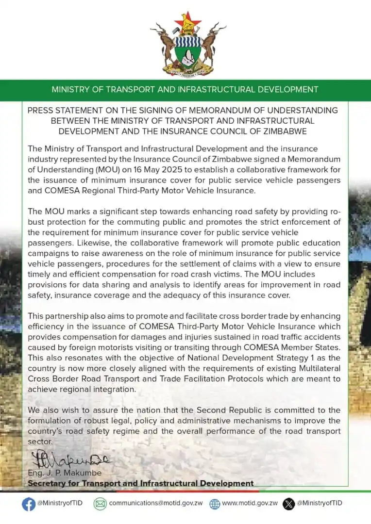 Ministry of Transport and Infrastructural Development post