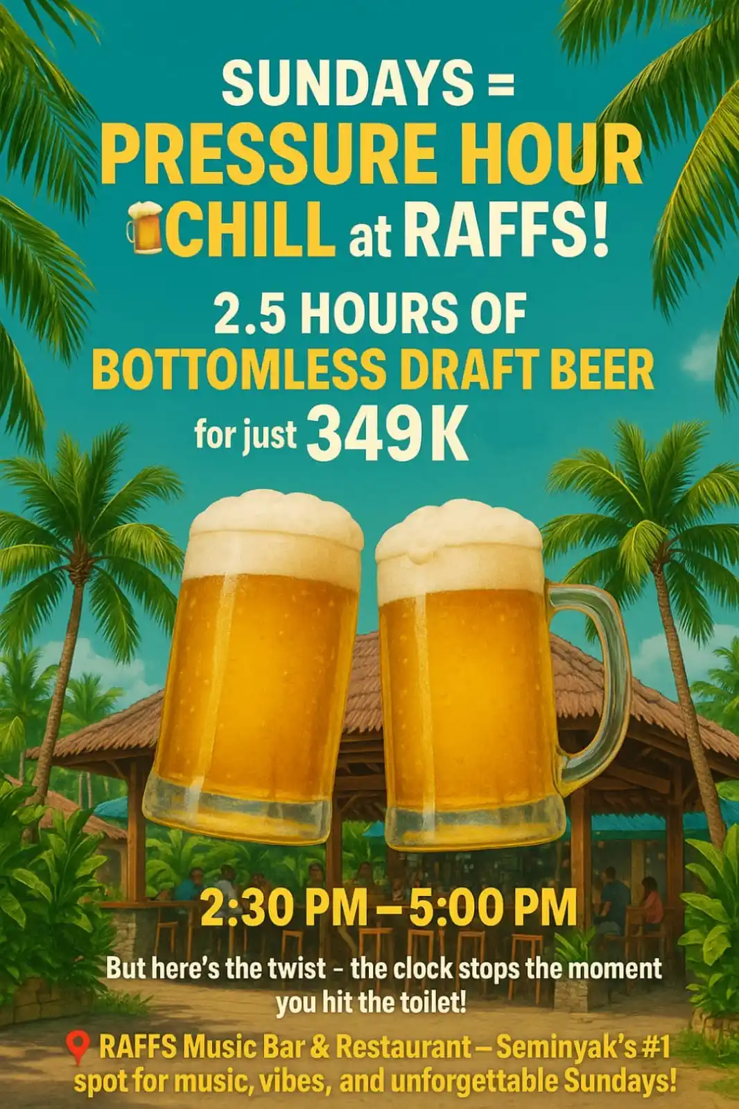 Image from Bestway Group RAFFS BALI - CHANNEL: 🍻 *SUNDAYS = PRESSURE HOUR CHILL at RAFFS!* 🍻 Ready to put your blad...
