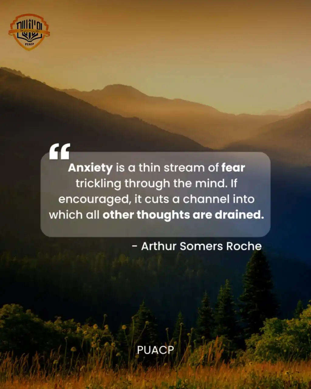 Image from PU AFFILIATED COLLEGES: ```This quote gently reminds us 🌱 that anxiety often begins as a smal...