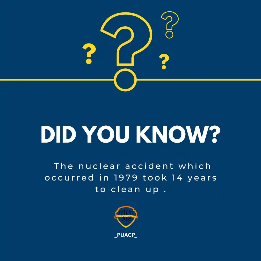 Image from PU AFFILIATED COLLEGES: ☢️ *`THREE MILE ISLAND NUCLEAR ACCIDENT`* 🧹⏳  The 1979 nuclear accide...