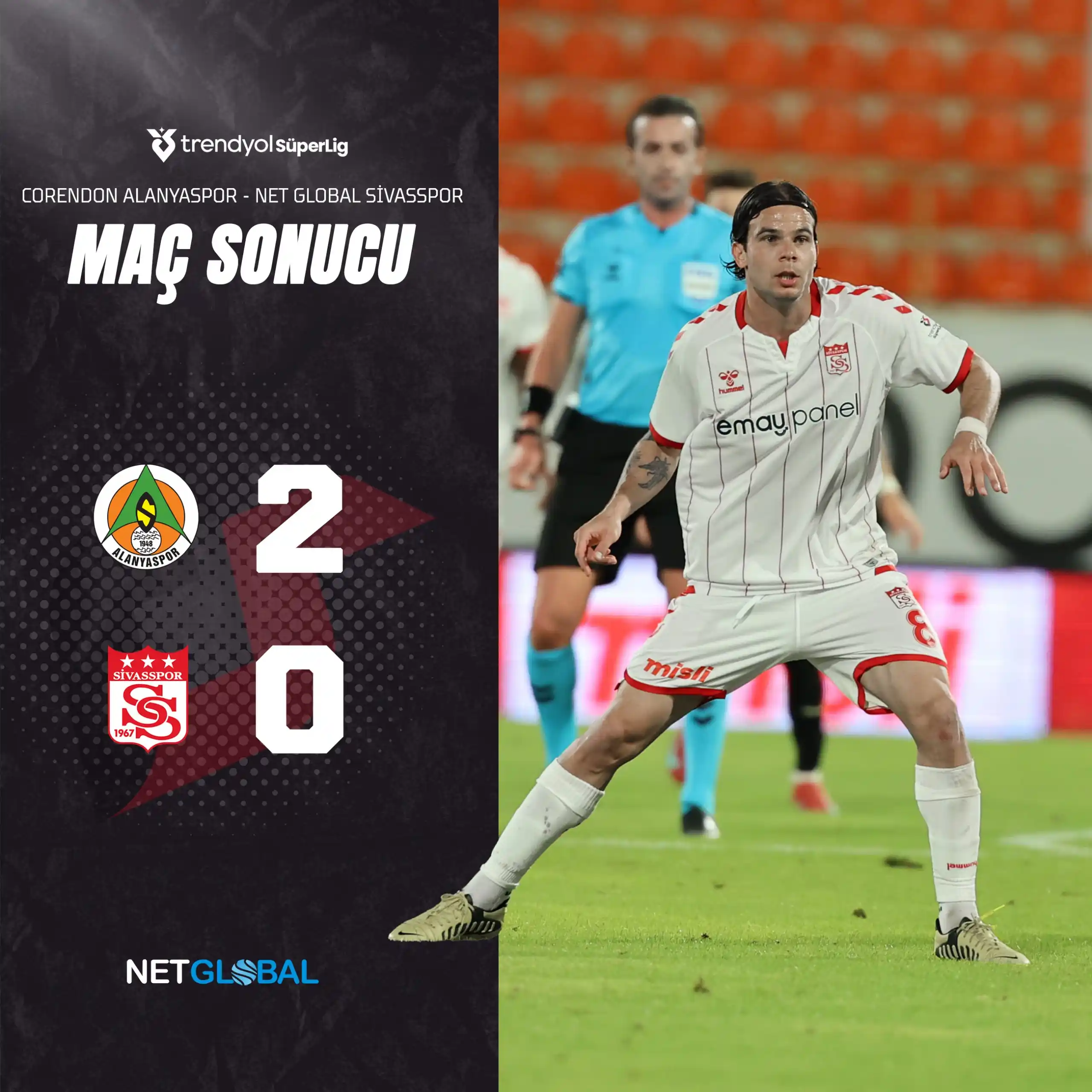 Image from Sivasspor: Trendyol Süper Lig’de deplasmanda Corendon Alanyaspor ile karşılaşan N...