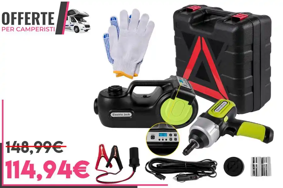 Image from OFFERTE per CAMPERISTI: *VEVOR KIT Martinetto idraulico da 5t con Compressore e Pistola a Impu...