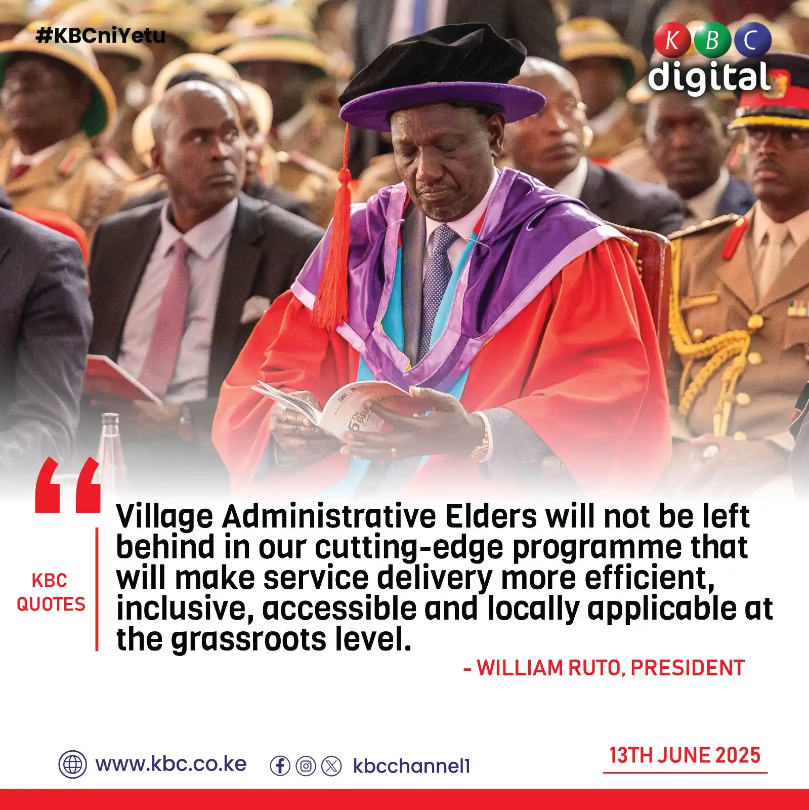 Image from KBC Digital: "Village Administrative Elders will not be left behind in our cutting-...