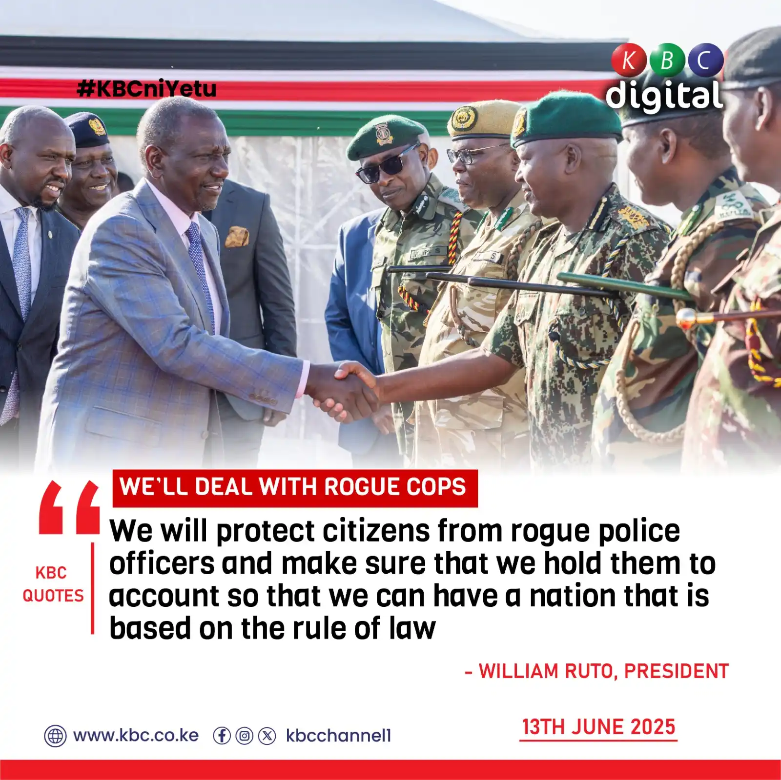 Image from KBC Digital: WE’LL DEAL WITH ROGUE COPS “We will protect citizens from rogue polic...