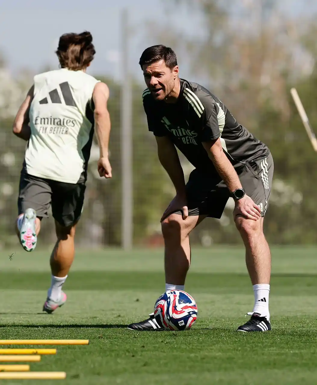 Image from Los Blancos Live : Xabi Alonso and Luka Modric training together for the last time at Val...