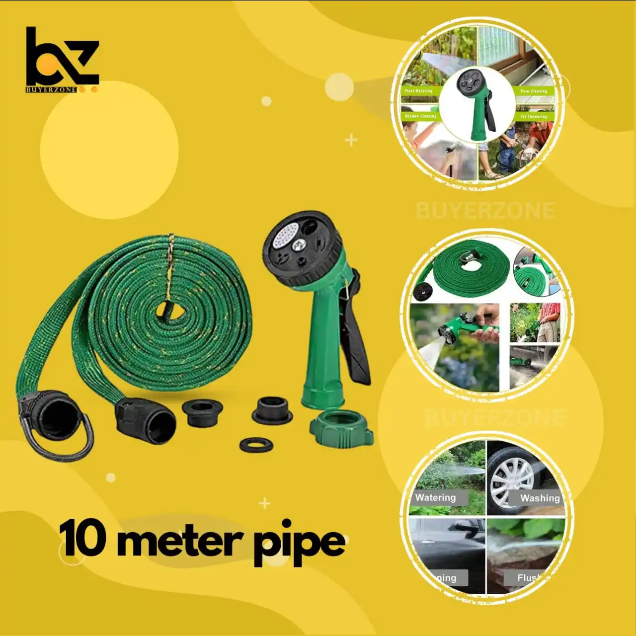 Image from BUYERZONE WHOLESALER: 🔶10 meter Water Spray Gun🔶 BZ - Heavy Duty Expandable Garden Hose - ...