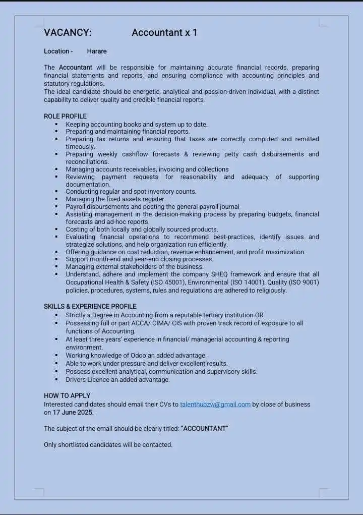 Image from Job Opportunities For Everyone: Accountant...