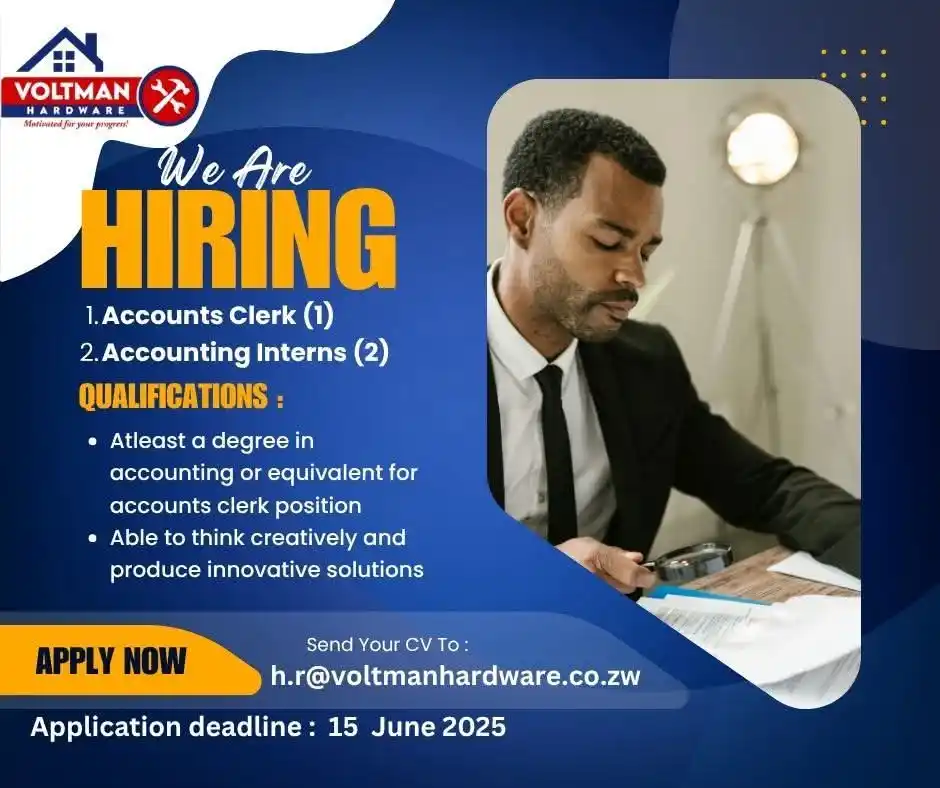 Image from Job Opportunities For Everyone: Accounts Clerk x1 Accounts Interns x 2...