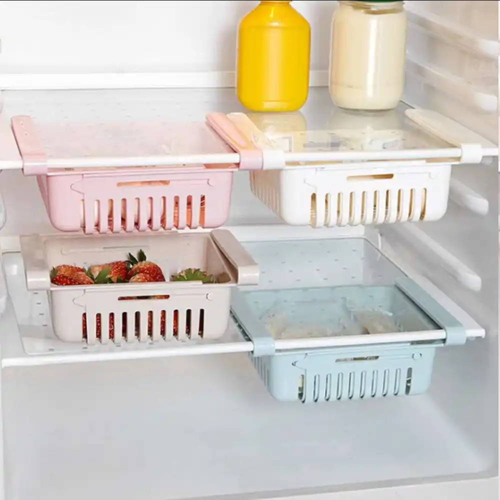 Image from BUYERZONE WHOLESALER: 🔶 Adjustable Fridge Basket 🔶 BZ- Fridge Storage Saver Rack/Adjustabl...