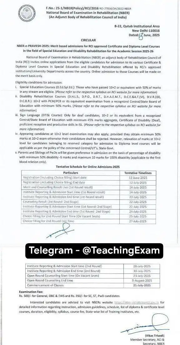 Image from TEACHING EXAM (DSSSB KVS NVS CTET REET HTET EMRS AND ALL OTHER TEACHING EXAM): *Admissions for RCI approved Certificate and Diploma Level Courses in ...