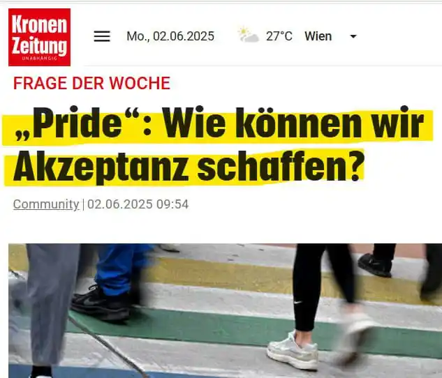 Image from Wenn Medien lügen: 🏳️🌈 Auch die angeblich rechte "Kronen Zeitung" macht beim Regenboge...