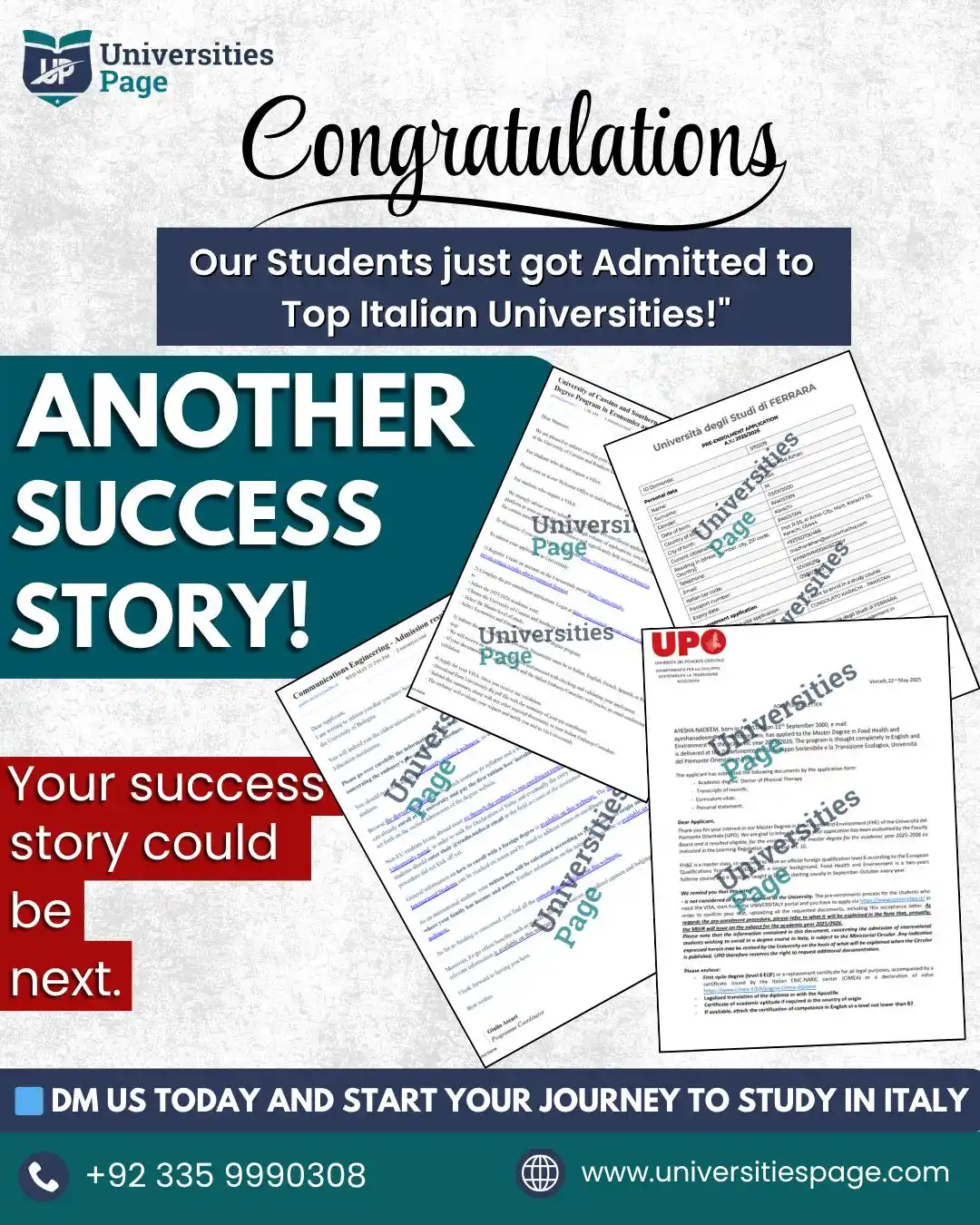 Image from Universities Page-Pakistan : 🎓 Big Congratulations! Our students have just secured admissions to t...