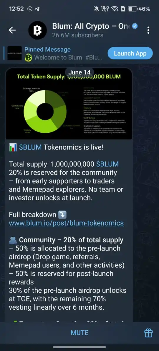Image from IMROZTRICKS: *Blum Tokenomics Revealed 🔥* - 1 Billion Total Supply - 20% For Com...