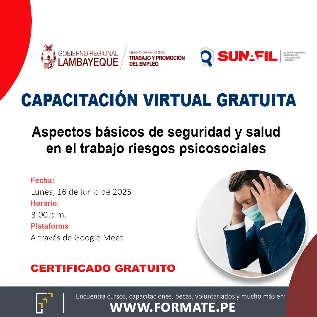 Image from Convocatorias Administración: Empleos - Prácticas - Capacitaciones: 📢 Capacitación virtual gratuita "Aspectos básicos de seguridad y salu...