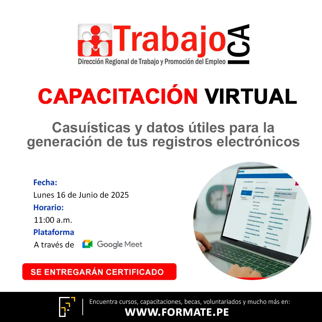 Image from Convocatorias Administración: Empleos - Prácticas - Capacitaciones: 📢 Capacitación virtual gratuito "Casuísticas y datos útiles para la g...
