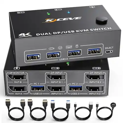 Image from Pirate Deals | Preisfehler, Angebote, Schnäppchen, Rabatte & Freebies: DP KVM Switch Zwei Monitore, KCEVE 2 Computer 2 Monitore Displayport U...