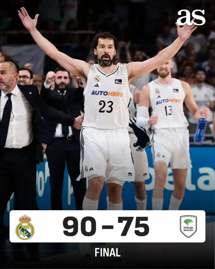 Image from Diario AS: 🔥 ¡El Madrid tumba al Unicaja y encarrila un 2-0 casi insalvable en ...