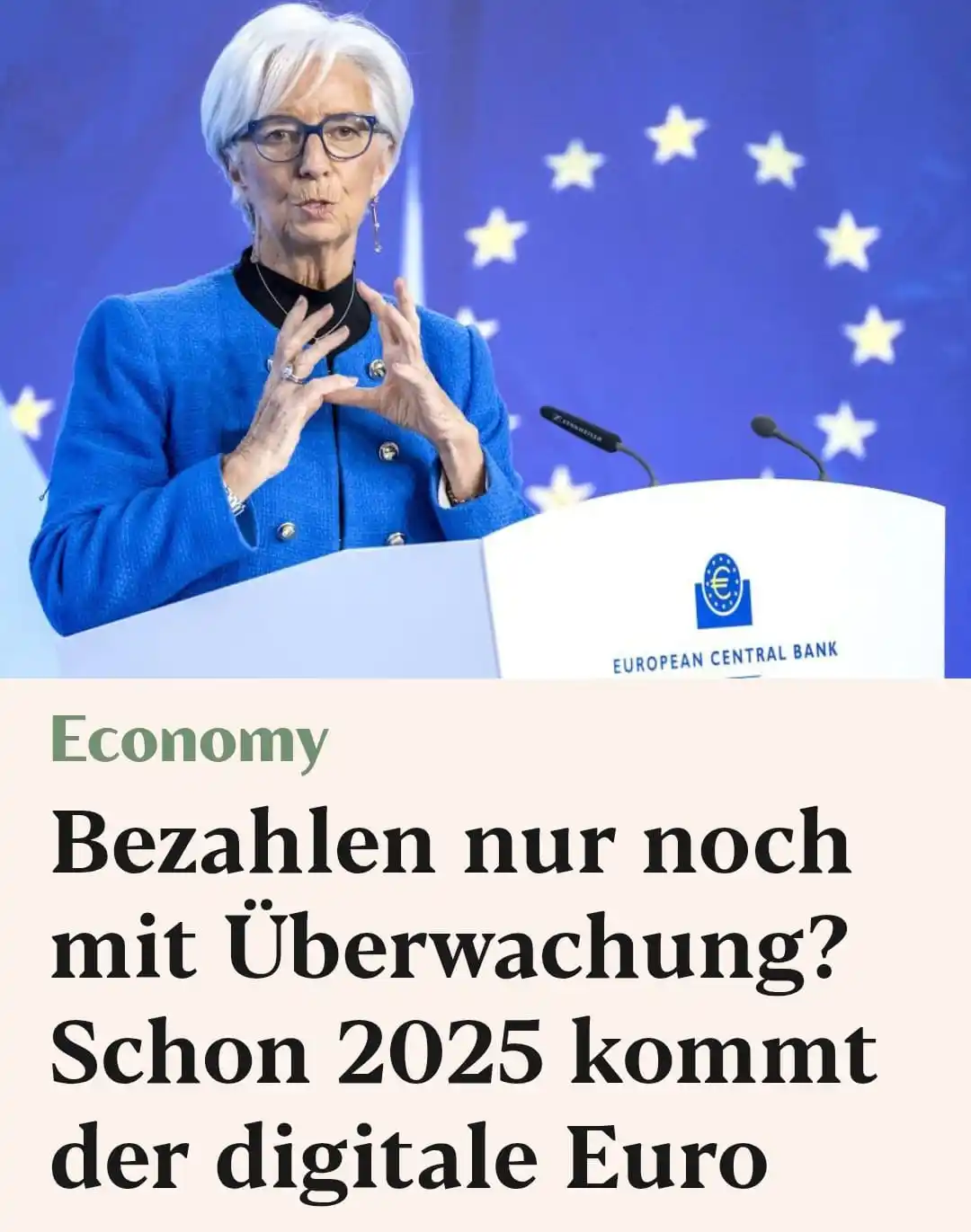 Image from Wenn Medien lügen: EZB-Chefin Christine Lagarde: *Schon Ende 2025 soll der digitale Euro ...