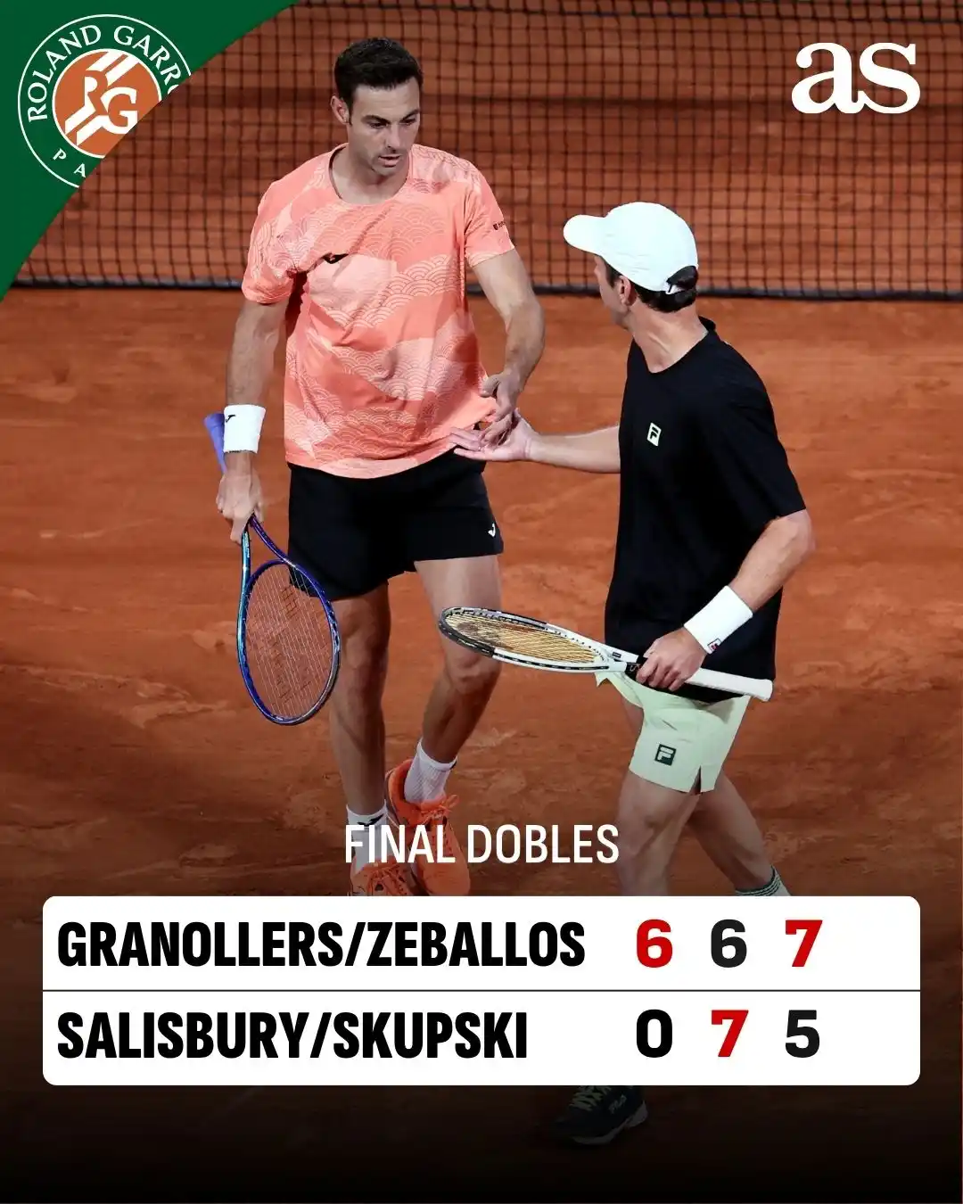 Image from Diario AS: 🚨 *¡Granollers gana con Zeballos su primer Grand Slam!*  📝 El españo...