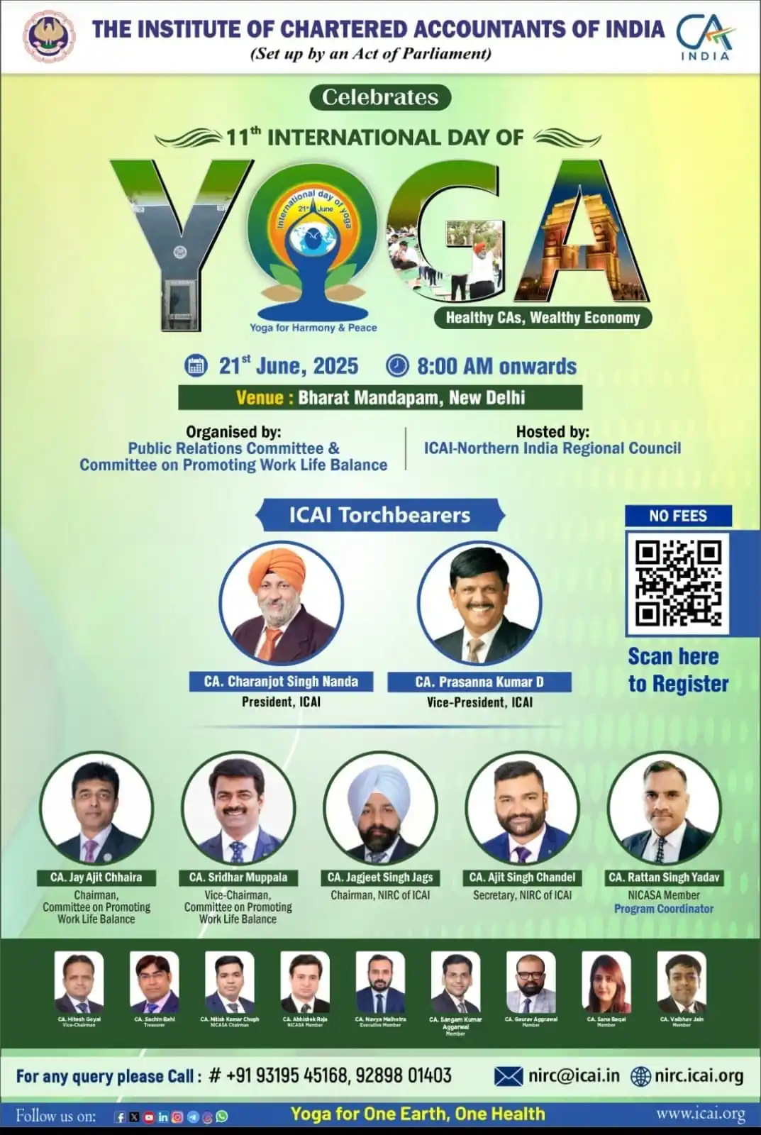 Image from NIRC of ICAI: 🧘♂️ ICAI Celebrates 11th International Day of Yoga 🧘♀️ Theme: Heal...