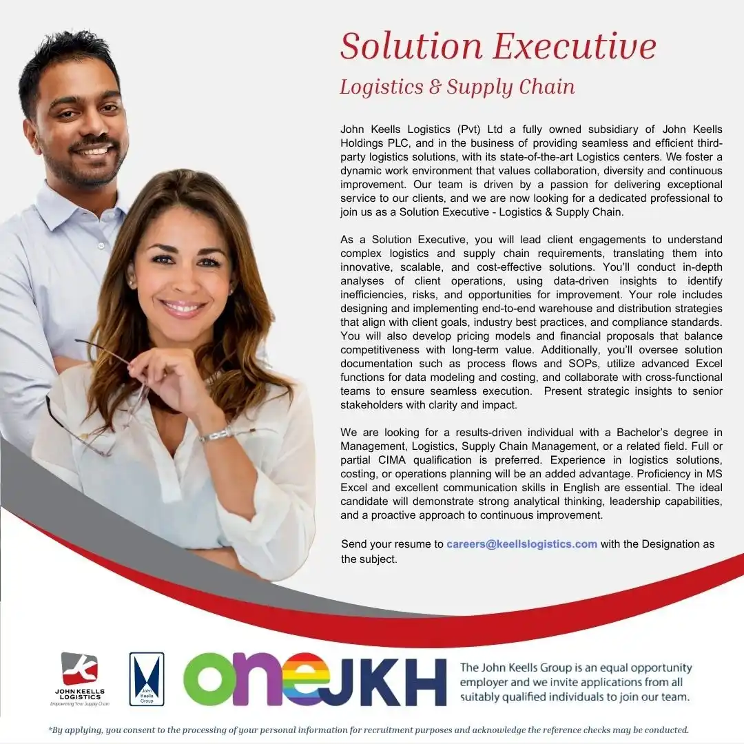 Image from Jobs & Interns: Job Opportunity at John Keells Logistics! We are currently hiring Exe...
