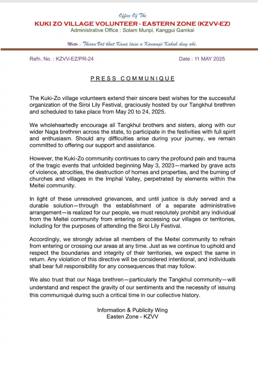 Image from KUKI INTERNATIONAL NEWS: Kuki village volunteer groups warn Meitei from entering Kuki areas TM...