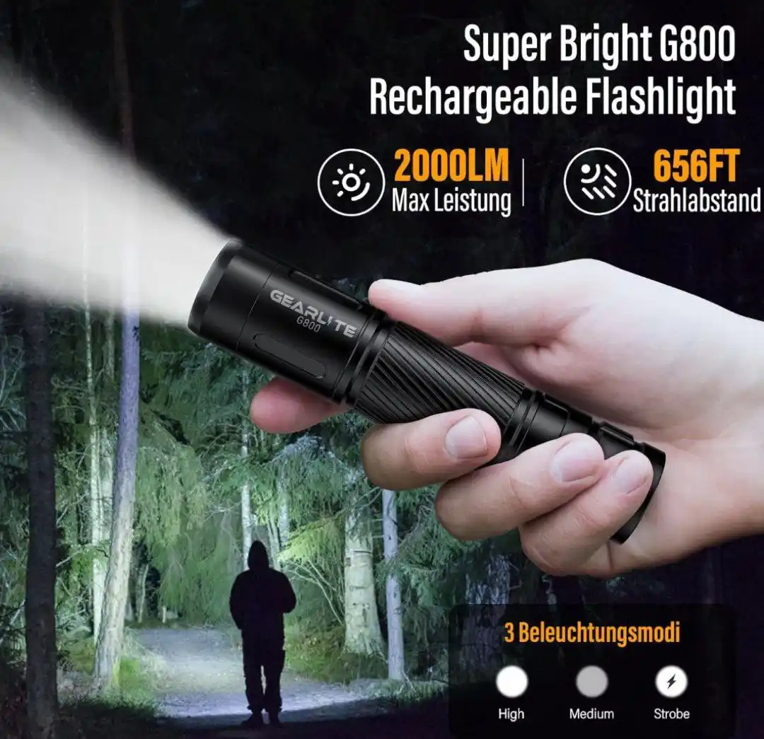 Image from Pirate Deals | Preisfehler, Angebote, Schnäppchen, Rabatte & Freebies: Led Taschenlampe Aufladbar, Superhelle Zoombare 2000 Lum Mini Taschenl...
