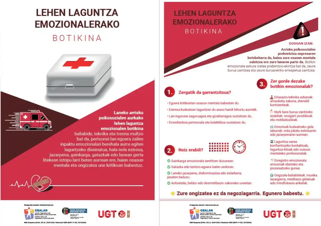 Image from SALUD LABORAL UGT-EUSKADI: 🚨LEHEN LAGUNTZA EMOZIONALERAKO BOTIKINA 🚨 👉🏻 Egoera kritikoetan o...