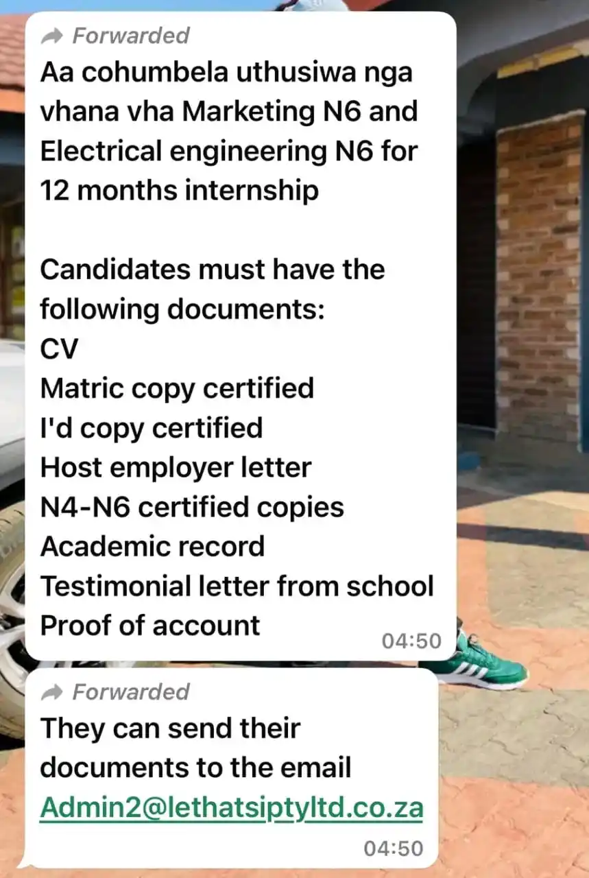 Image from Ghost-Lady Internships Channel: Limpopo. Have a host Employer Letter...