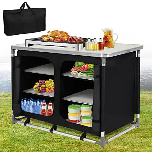 Image from Pirate Deals | Preisfehler, Angebote, Schnäppchen, Rabatte & Freebies: LZQ Campingküche Faltbar Campingschrank Klappbar Camping Küche mit Alu...