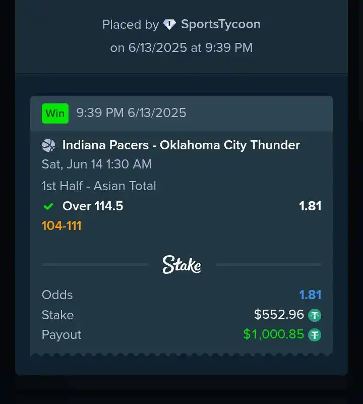 Image from Josh2Funny: *MIDNIGHT TICKET WON ON STAKE!!!* ✅💵🔥✅💵💥✅💵🔥✅ 💵 $1,000 won & p...