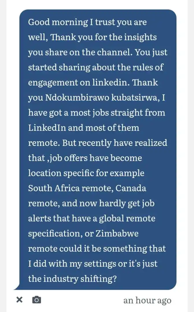 Image from Job Opportunities For Everyone: Regarding job offers becoming location-specific on LinkedIn:  I think ...