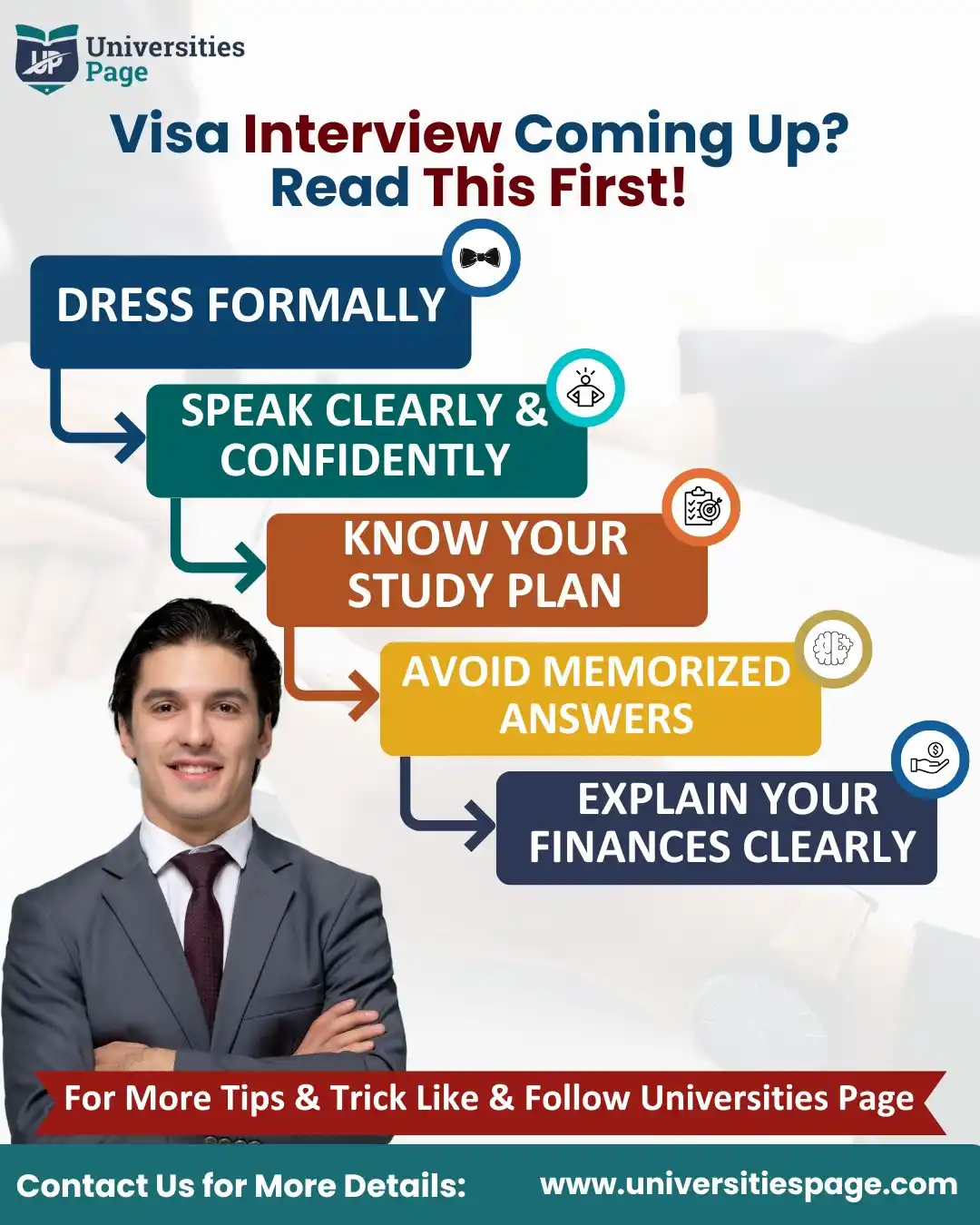 Image from Universities Page-Pakistan : 🎯 *Visa Interview Coming Up? Don’t Miss These Tips!* * Dress Formall...