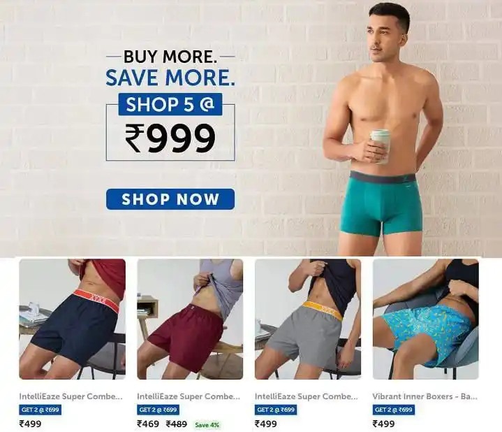 Image from Salelooter - Loot Deals: XYXX: Buy 5 Undies @999 https://extp.in/TwecnZ Buy 2 Boxers @699 http...